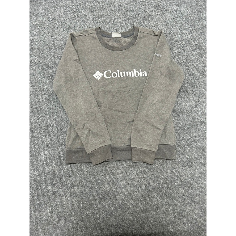 Columbia Sweatshirt Womens Size S Gray Crewneck Logo Long Sleeve Pullover Fleece